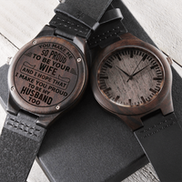 Load image into Gallery viewer, Engraved Wooden Watch - Proud to be Your Wife - Gift for Men
