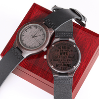 Load image into Gallery viewer, Engraved Wooden Watch - Proud to be Your Wife - Gift for Men
