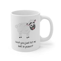 Load image into Gallery viewer, Funny Coffee Mug for Knitting Lovers - Wool you just let me knit in peace? - Birthday Present - Christmas Gift
